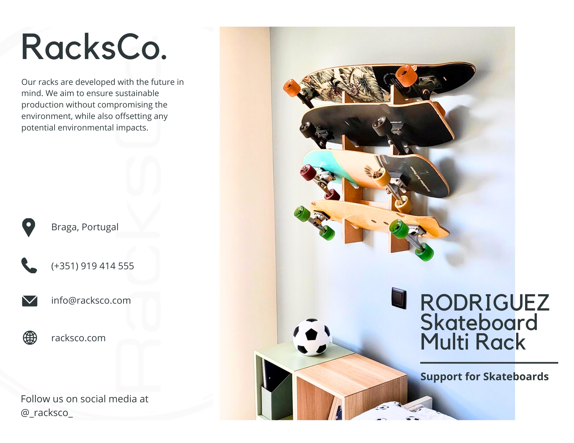 Modular Skate Rack System Skateboard Wall Rack for Multiple Boards RODRIGUEZ | RacksCo.